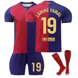 24/25 New 19 Lamine Yamal New Season Retro Gold Green White Red Black Barcelona Football Jersey Kids T-Shirts, Shorts and Socks Suit Children Soccer Sports Jersey Boys Football Outfit XS von ZHAKGHON