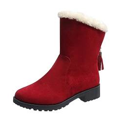 ZHAOBAOBAO zhangwei Damen Plus Size Dicke Winter Warm Plüsch Stiefeletten, weinrot, 36 2/3 EU von ZHAOBAOBAO