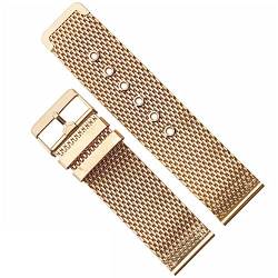 ZHBABVCT 18mm 20mm 22mm 24mm Edelstahl Armband Strap Universal Männer Frauen Mesh Milanese Armband Link Armband Zubehör Gold(Rose gold,24mm) von ZHBABVCT