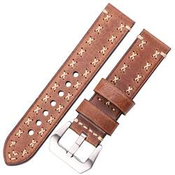 ZHBABVCT Echtes Leder handgefertigtes Uhrenband 22mm 24 mm Frauen Männer Watch Band Braun schwarzes grünes Kaffee Vintage -Gurt fit for intelligente Uhr(A,24mm) von ZHBABVCT