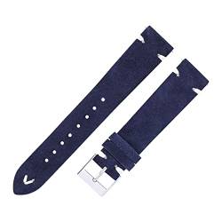 ZHBABVCT Wildleder -Uhren -Bands -Träger handgefertigt for Männer Frauen 18mm 20mm Leder Uhrengurt Wildleder Braun 7 Farben Schnellveröffentlichung Uhren Armband(Indigo,20mm) von ZHBABVCT