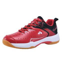 ZHENSI Badmintonschuhe Herren, Pickleball-Tennis-Sneakers Leichte rutschfeste Squash-Sportschuhe Für Den Innenbereich,Rot,37 EU von ZHENSI