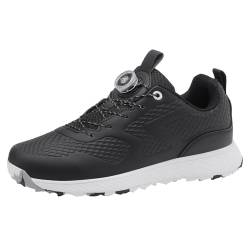 ZHENSI Golf Schuhe Männer Spikeless Sneakers Bequeme Walking Sport Schuhe rutschfeste Casual,Schwarz,42 EU von ZHENSI