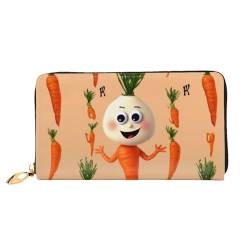 ZHONGSK Damen Leder Geldbörse - Stilvolle Lange Geldbörse Geldbörse mit Reißverschluss Clutch Bag - Münz-Kreditkartenhalter Organizer - Happy Halloween Day, Happy Carrot, Einheitsgröße von ZHONGSK