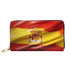 ZHONGSK Damen Leder Geldbörse - Stilvolle Lange Geldbörse Geldbörse mit Reißverschluss Clutch Bag - Münz-Kreditkartenhalter Organizer - Süße Meerschweinchen, Flagge Spaniens, Einheitsgröße von ZHONGSK