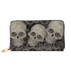 ZHONGSK Damen Leder Geldbörse - Stilvolle Lange Geldbörse Geldbörse mit Reißverschluss Clutch Bag - Münz-Kreditkartenhalter Organizer - Winter Der Delfin, totenkopf, Einheitsgröße von ZHONGSK