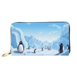 ZHONGSK Damen Leder Geldbörse - Stilvolle Lange Geldbörse Geldbörse mit Reißverschluss Clutch Bag - Münze Kreditkartenhalter Organizer - Skelette Yoga, Pinguin Antarctica Ice, Einheitsgröße von ZHONGSK