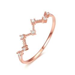 ZHOU LIU FU 18k Solid Gold Geometrischer Ring für Frauen, Wellenstil Ringschmuck Geschenke Mädchen Teenager Hochzeitstag Engagement von ZHOU LIU FU