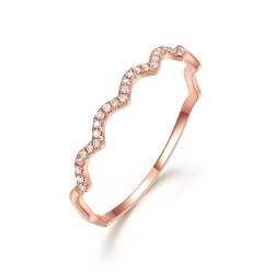 ZHOU LIU FU 18k fester goldener welliger Ring für Frauen, Wellenstil Ringschmuck Geschenke Mädchen Teenager Hochzeitstag Engagement von ZHOU LIU FU