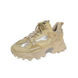 ZHOUPULP Herren Sportschuhe Mode Chunky Turnschuhe Casual Atmungsaktive Schuhe zur Erhöhung der Höhe 07 Khaki EU 41 von ZHOUPULP