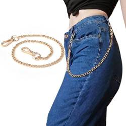 Stilvolle Edelstahl-Geldbörsen-Kette für Männer und Frauen, 53cm lang, mit Punk-Schlüsselanhänger. Ideal als Hose- oder Jean-Kette für Biker und Trucker. (Gold) von ZILZUFA