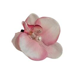 Süße Phalaenopsis-Blumen-Haarnadel, Orchideen-Haarspangen, realistische Schmetterlings-Orchidee, hawaiianische künstliche böhmische Blumen-Haarnadeln, Blumen-Haarspangen für Damen und Mädchen (Rosa) von ZIRYXQ