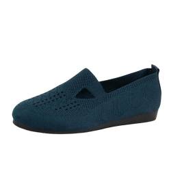 Womens Lightweight Breathable Knit Flats Sandals Low-Top Loafer Sneaker Comfortable Non-Slip Flat Shoes Sind Geeignet Spaziergang Outdoor Frühling und Sommer,Blau,43 von ZIZENG