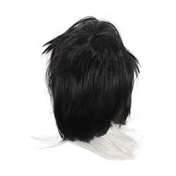 Schwarz-weiße Kurze Zottelige Perücke mit Unisex, Kunsthaar, Kurze Zottelige Haarperücke, Modisch für Partys, Halloween, Cosplay von ZJchao