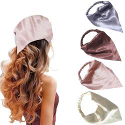 ZKGYUS 4 Stück Boho Damen Stirnbänder Dreieck Kopftüchern, Chiffon Bandanas Turban Haarbänder, Elastische Haarschal Kopfzubehör für Frauen und Mädchen von ZKGYUS