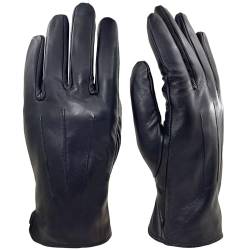 ZLUXURQ Herren-Handschuhe aus weichem Lammleder, Touchscreen, Winter-Fahrhandschuhe, Kaschmir-Futter, bequem und warm., Schwarz (kein Touchscreen), L/24 cm von ZLUXURQ