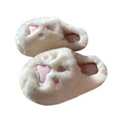 ZNEL Kralle der Katze Hausschuhe Damen Winter Warme Pantoffeln Memory Foam Plüsch Pantoletten mit Bequeme Rutschfeste Flache Slippers Indoor Outdoor(36/37 EU, White) von ZNEL