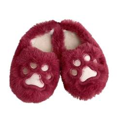 ZNEL Kralle der Katze Hausschuhe Damen Winter Warme Pantoffeln Memory Foam Plüsch Pantoletten mit Bequeme Rutschfeste Flache Slippers Indoor Outdoor(40/41 EU, Red) von ZNEL