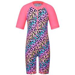 ZNYUNE Mädchen Einteiler Kurzarm Badeanzug Stoffdruck Kinder Schwimmanzug S376 RainbowLeopard 6A von ZNYUNE