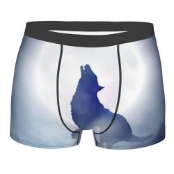 ZORIN Herren-Boxershorts, Motiv: Heulender Wolf unter dem nebligen Mond, weiche Herrenhose, Schwarz , XL von ZORIN