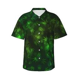 ZORIN Herren-Hawaii-Hemd, flippig, kurzärmelig, grünes Cannabis-Blatt, Hawaii-Top, Freizeitkleidung, Sommerhemden für Strandurlaub, Party von ZORIN