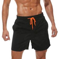 ZOXOZ Badehose Herren Atmungsaktiv Schnelltrocknend Boardshorts mit Verstellbarem Tunnelzug und Mesh-Futter Schwarz 2XL von ZOXOZ