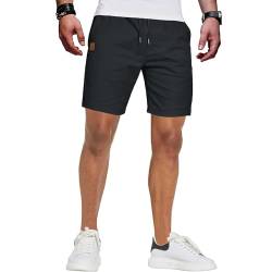 ZOXOZ Kurze Hosen Herren Baumwolle Shorts Herren Sommer Freizeithose Bermuda Herren-shorts Sporthose Herren Kurz mit Taschen Schwarz M von ZOXOZ