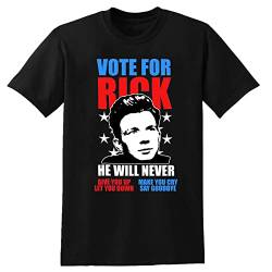 Rick for President Never Gonna Give You Up Unisex T-Shirt Graphic Mens Cotton Casual Black Tee Shirt XL von ZPLUZ