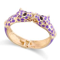 ZRTRUKPKQ Modeerklärung Tier Email Manschette Armbänder Armreif Vergoldet Bunte doppelte Leoparden Armband for Frauen Handgefertigte Armbänder(Purple) von ZRTRUKPKQ