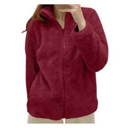 ZRYAZQ Plüschjacke Damen Winter Teddyfleece Jacke Damen mit Reissverschluss Fleecejacke Damen Ohne Kapuze Revers Teddyjacke Warme Einfarbig Winterjacke Frauen Warm Flauschig Wintermantel Fleece von ZRYAZQ