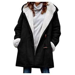 ZRYAZQ Winterjacke Damen Lang Wildleder Wintermantel Damen Warm Gefüttert Jacke Damen Winter mit Kapuze Fleecejacke Dicke Mantel Fleece Locker Kapuzenjacke Flauschig Warme Jacken Plüschjacke von ZRYAZQ