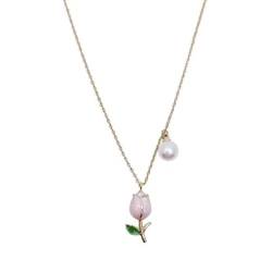 ZTQTQZZ Halskette Anhänger Schmuck Mode Geschenk Ornamente Tulpenkette Sommer Halskette fühlen Perle Perlenanhänger Schlüsselbein Temperament Prominente von ZTQTQZZ