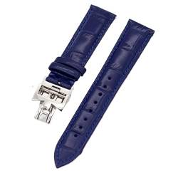 ZUC 19mm 20mm 22mm doppelseitige Rindsleder-Uhrenarmbänder für Vacheron VC Uhrenarmband Constantin für Männer und Frauen Rindslederarmbänder(Blue Silver clasp,19mm) von ZUC