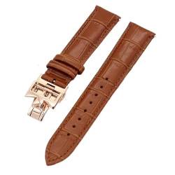 ZUC 19mm 20mm 22mm doppelseitige Rindsleder-Uhrenarmbänder für Vacheron VC Uhrenarmband Constantin für Männer und Frauen Rindslederarmbänder(Light brown Rosegold,20mm) von ZUC