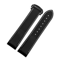 ZUC 20mm 22mm Gummi Silikon Uhrenarmbänder Für Omega Seamaster 300 speedmaster Strap Seiko Armband herren uhr Zubehör(Black whitte black,20mm) von ZUC