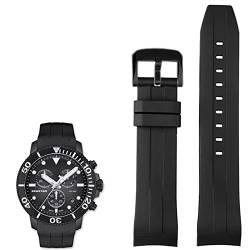 ZUC 22mm Silikon Uhrenarmbänder Für Tissot T120417 T120407 Quarz Zifferblatt Gummi Sport Männer Armband Armband Wasserdicht(Black black buckle) von ZUC
