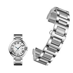 ZUC Edelstahl Lug End Armband für Cartier Ballon Bleu Serie 20 * 12mm 18 * 11mm 14 * 8mm W6920046 Riemen Damen Herren Armband(Silver,16-8mm) von ZUC