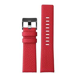 ZUC Lederuhrband für Diesel DZ7395 DZ7370 DZ7257 DZ7430 Schauen Sie sich Band Weiche Kuhwahnsinnsgurt an 24 m 26 mm 28 mm für Männer Frauen(Red-black buckle,28mm) von ZUC