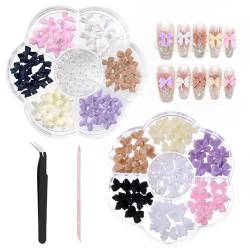 ZUYIST 360 Stück Schleifen Nail Charms Set, Bunte Charms Nägel Schleife, 3D Nagel Charms Aus Harz, DIY Nail Art Charms mit Pinzette, Nail Gems für Nägeln Handyhülle Computern Dekoration von ZUYIST