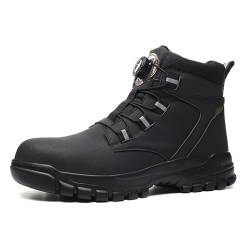 ZWCLSH Warm Gefüttert Arbeitsschuhe Herren Winter Wasserdicht Sicherheitsschuhe Damen Arbeitsstiefel mit Stahlkappe rutschfest Schutzschuhe,Schwarz,46 EU von ZWCLSH