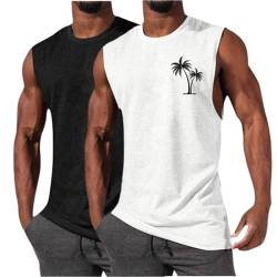 2er Pack Tank Top Herren Kurzarm Sommer Unterhemd Stretch Bequeme T Shirt Baumwolle Sport Muskelshirt Regular Fit Workout Tanktop Bodybuilding Fitness Trägershirts 2024 Athletic Achselshirts von ZWDC