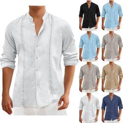 Leinenhemd Herren Hemd Kurzarm Leinenshirt Freizeithemd Button Down Regular fit Freizeithemden Sommer Strand Leinen Shirt von ZWDC