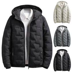 Übergangsjacke Herren Einfarbig Jacke mit Kapuze Reißverschluss Steppjacke mit Taschen Warm Freizeit Winterjacke Regular fit Arbeitsjacke Fashion Wanderjacke Winter Herren-jacken Wintermantel M-5XL von ZWDC