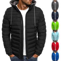 ZWDC Winterjacke Herren Daunenjacke mit Kapuze Warm Jacke Leichte Steppjacke Winter Herren-Jacken Bequeme Kapuzenjacke Casual Jacket Basic Übergangsjacke Outdoor Softshelljacke für Alltag von ZWDC