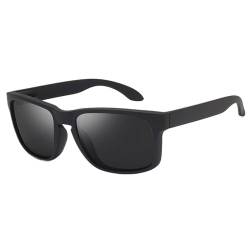 ZXIAGM Klassische modische quadratische polarisierte Sonnenbrille für Herren, Vintage-Kunststoff, für Herren, stilvoll, schwarz, Outdoor-Sport, UV400, Polarisiert, Black Silver von ZXIAGM