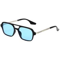 ZXIAGM Kleine quadratische Sonnenbrille für Damen, modisch, Luxus-Sonnenbrille, Vintage, hohl, Leopardenmuster, Blau, C4, Einheitsgröße von ZXIAGM