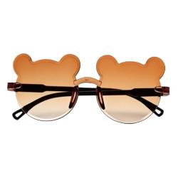 ZXIAGM Neue Kinder-Sonnenbrille, Cartoon-Bär-Sonnenbrille für Jungen, Mädchen, Kinder, randlose Sonnenbrille, UV375, Sonnenbrille, blendfreie Brille, 3, Einheitsgröße von ZXIAGM