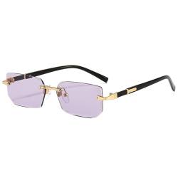 ZXIAGM Randlose Sonnenbrille, rechteckig, modisch, beliebt, für Damen und Herren, klein, quadratisch, für Damen und Herren, Schwarz , Red von ZXIAGM