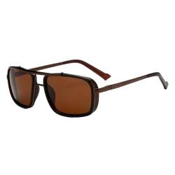 ZXIAGM Sonnenbrille für Herren, quadratisch, UV400, Punk-Sonnenbrille, Brauner Tee, Einheitsgröße von ZXIAGM