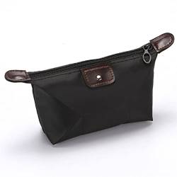 ZXSXDSAX Kosmetiktasche Nylon Portable Multi-Function Cosmetic Bag Casual Zipper Solid Box Pouch Bags for Women Waterproof Storage Wash Bag(Black) von ZXSXDSAX